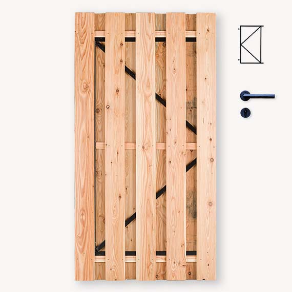 Tuindeur Solide douglas | gem. doorkijk | zwart frame