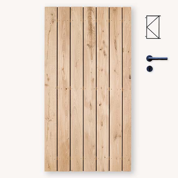 Tuindeur solide eiken | geen doorkijk | zwart frame