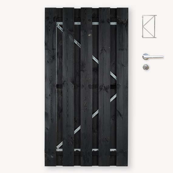 Tuindeur Solide zwart grenen gem. doorkijk | verzinkt frame