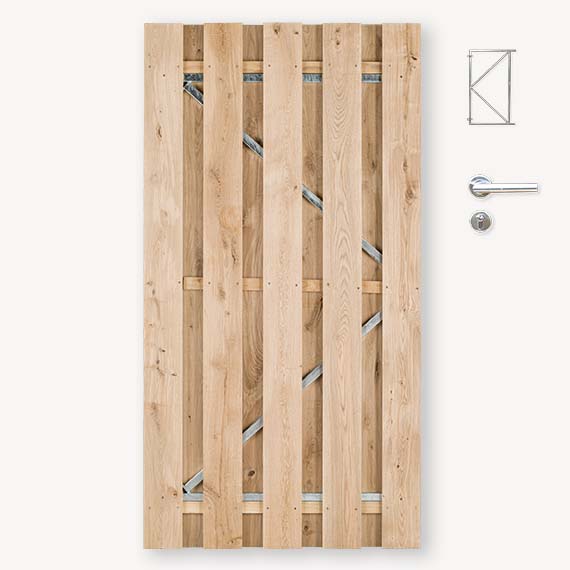 Tuindeur Solide eiken | gem. doorkijk | verzinkt frame
