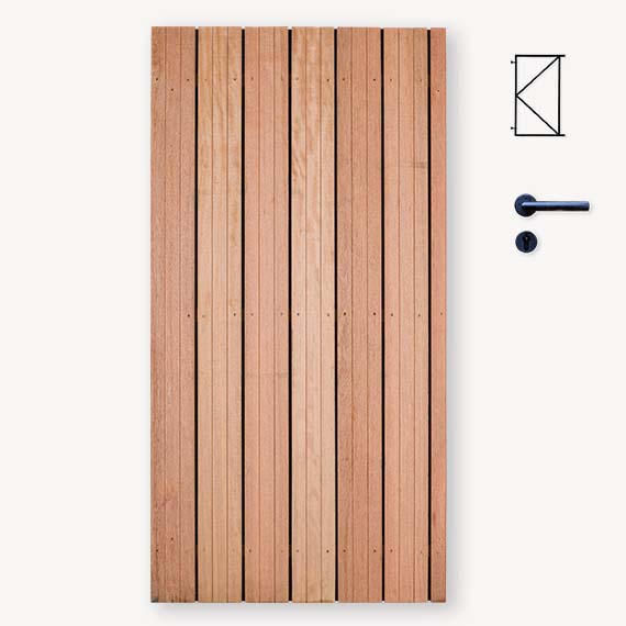 Tuindeur solide hardhout | geen doorkijk | zwart frame