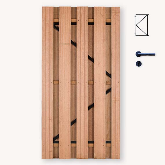 Tuindeur solide hardhout | gem. doorkijk | zwart frame