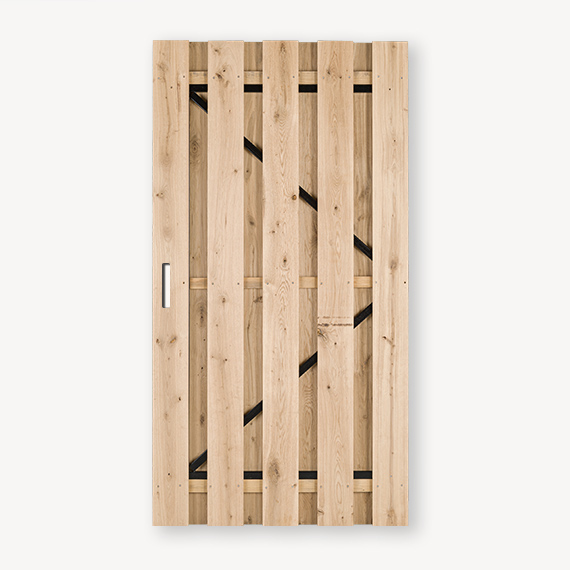 Tuindeur solide eiken | gem. doorkijk | zwart frame