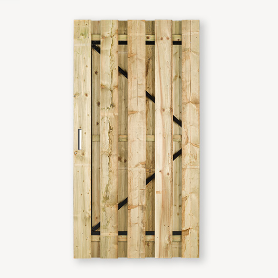 Tuindeur solide grenen | gem. doorkijk | zwart frame