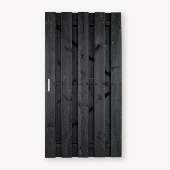 Tuindeur solide zwart grenen gem. doorkijk | zwart frame