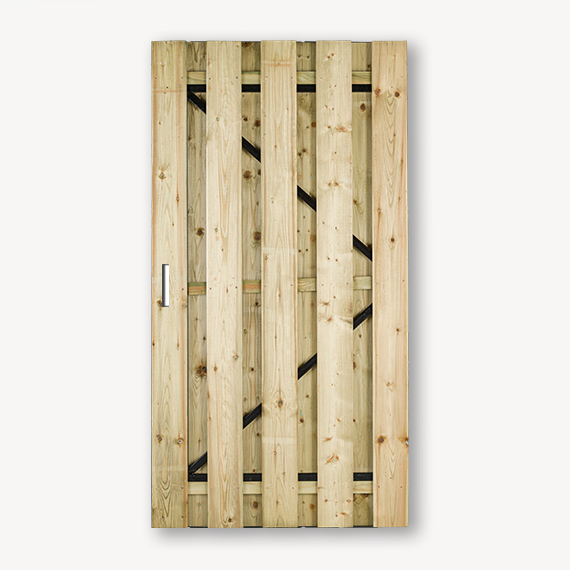 Tuindeur solide vuren | gem. doorkijk | zwart frame