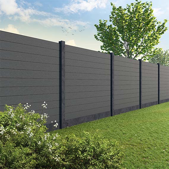 Tuinscherm Velufence | graphite black | betonpalen