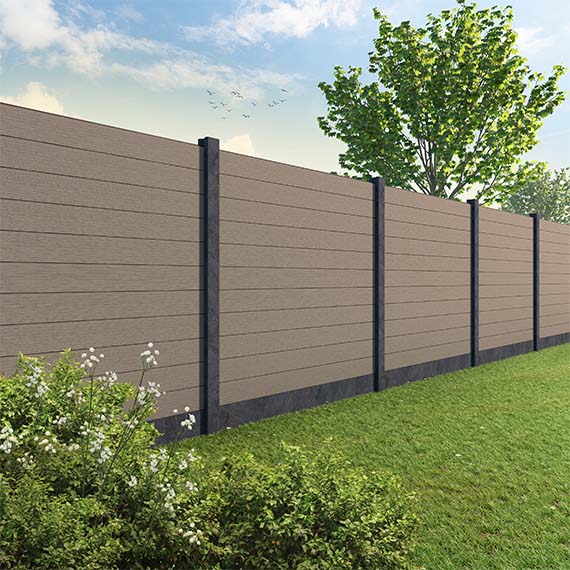 Tuinscherm Velufence | wengé brown | betonpalen