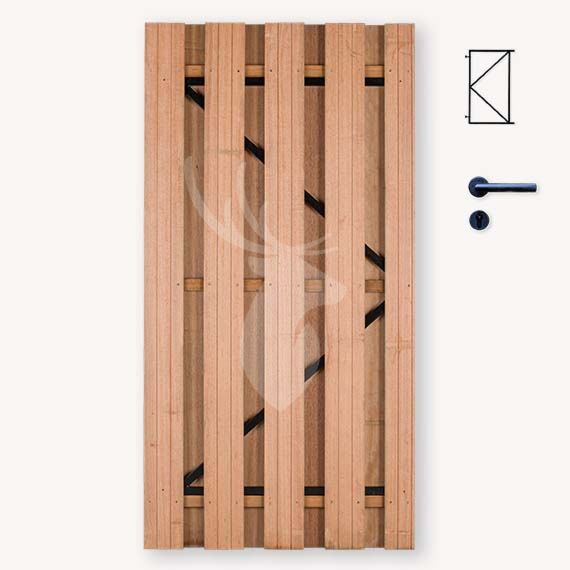 Tuindeur solide hardhout | gem. doorkijk | zwart frame