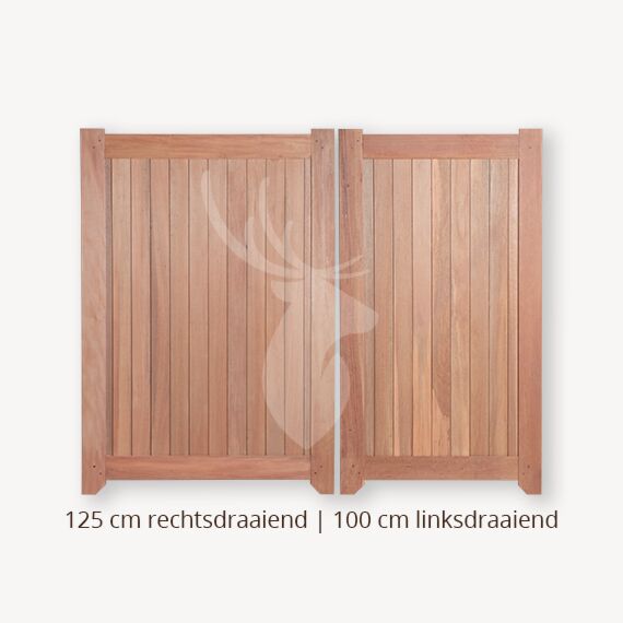 Dichte poort | Dubbele deuren | 125 cm | 100 cm