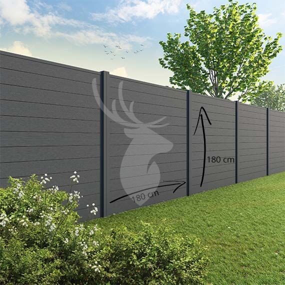 Tuinscherm Velufence | graphite black | composiet palen