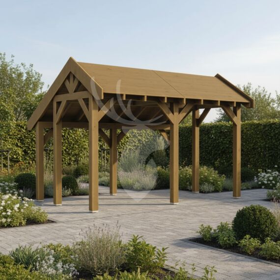 Douglas kapschuur Norheim XL1 | douglas groen geïmpregneerd | 447x344 cm