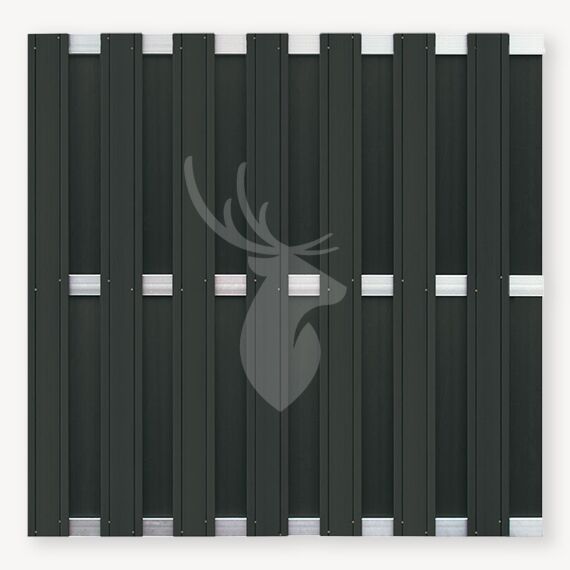 Tuinscherm composiet Design | antraciet/aluminium