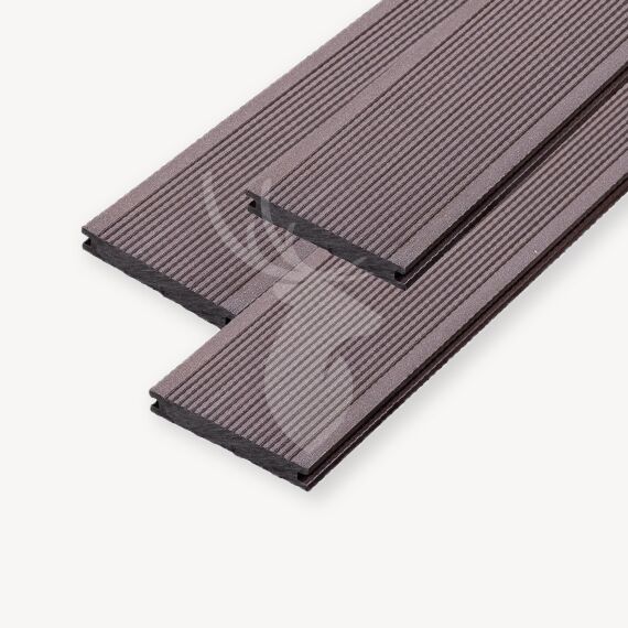 Duofuse vlonderplank Ribbel | Massief | Wenge Brown | 14 cm