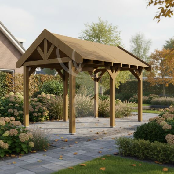 Douglas zadeldak Sallinge XL1 | douglas groen geïmpregneerd | 447x344 cm