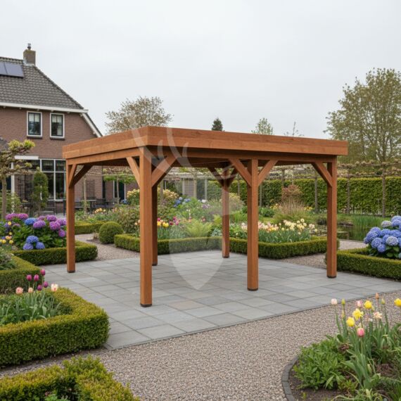 Douglas overkapping Gardvik XXL1 | douglas bruin geïmpregneerd | 447x405 cm