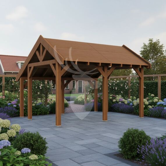 Douglas kapschuur Linge XXL1 | douglas bruin geïmpregneerd | 447x444 cm