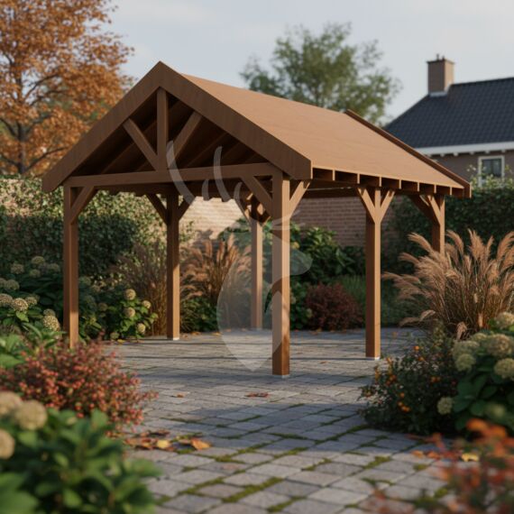 Douglas zadeldak Sallinge XXL1 | douglas bruin geïmpregneerd | 447x444 cm