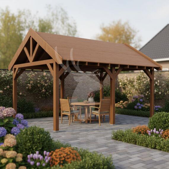 Douglas zadeldak Sallinge XXL2 | douglas bruin geïmpregneerd | 547x444 cm