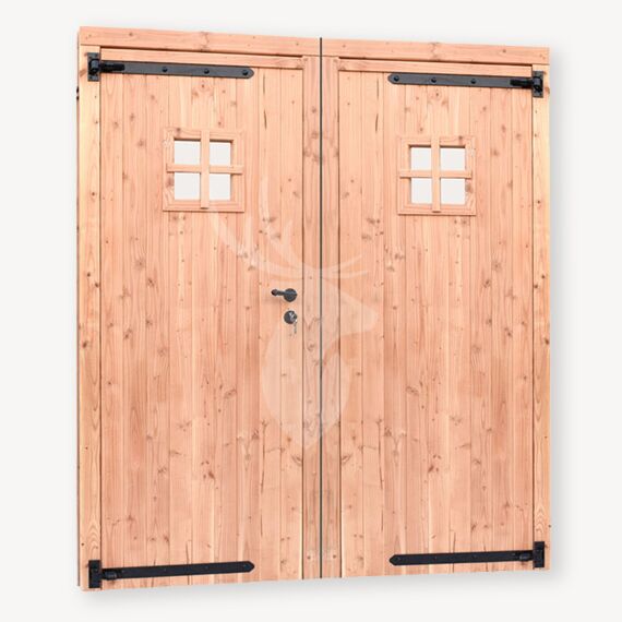 Tuinhuis dubbele deur zwart beslag