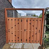 Tuindeur Solide hardhout | gem. doorkijk | zwart frame