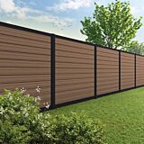 Velufence composiet schutting | ipé brown |zwart aluminium