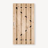 Tuindeur solide eiken | gem. doorkijk | zwart frame