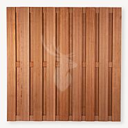 Tuinscherm Laren | hardhout | met 3 klampen