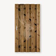 Tuindeur Solide bruin grenen gem. doorkijk | zwart frame