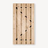 Tuindeur solide eiken | gem. doorkijk | zwart frame