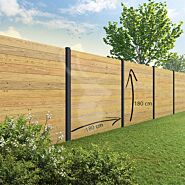 Tuinscherm Velufence | houtmotief grijs | aluminium palen