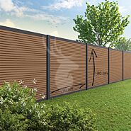 Tuinscherm Velufence | teak brown triple | aluminium palen