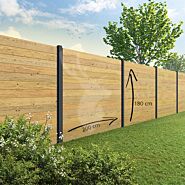 Tuinscherm Velufence | houtmotief grijs | aluminium palen