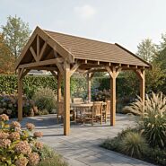 Douglas zadeldak Sallinge XXL1 | douglas groen geïmpregneerd | 447x444 cm