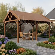 Douglas zadeldak Sallinge XXL2 | douglas bruin geïmpregneerd | 547x444 cm