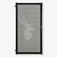 Tuindeur composiet Velufence | stone grey | zwart aluminium