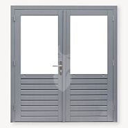 Hardhout buitendeur glas gegrond | dubbel | 221x202 cm