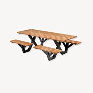 Picknicktafel met open instap | hardhout | stalen frame