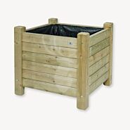 Hoge houten bloembak | vierkant | 80x80 cm