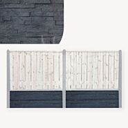 Onderplaat schutting | leisteenmotief antraciet | 36 cm