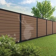 Velufence composiet schutting | ipé brown |zwart aluminium