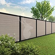 Velufence composiet schutting | Fiberdeck light grey | zwart aluminium