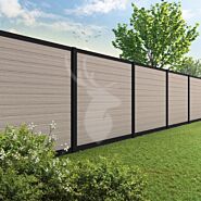 Velufence composiet schutting | Fiberdeck light grey | zwart aluminium