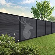 Velufence composiet schutting | Fiberdeck modern grey | zwart aluminium