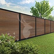 Velufence composiet schutting | Fiberdeck modern teak | zwart aluminium
