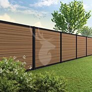 Velufence composiet schutting | Fiberdeck teak brown | zwart aluminium