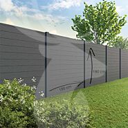 Tuinscherm Velufence | graphite black | composiet palen