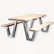 Eiken picknicktafel | W-frame | aluminium