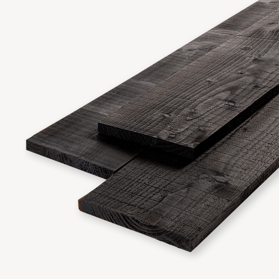Douglas plank | ruw | zwart | 2x20 cm
