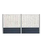 Luxe hout beton schutting met lage betonplaat